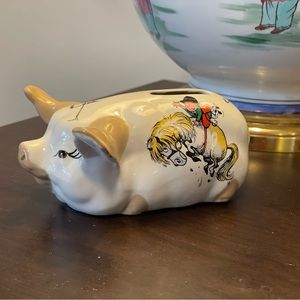 Vintage Szeiler 1967 Norman Thelwell Piggy Bank Cute Collectible Horses Riding